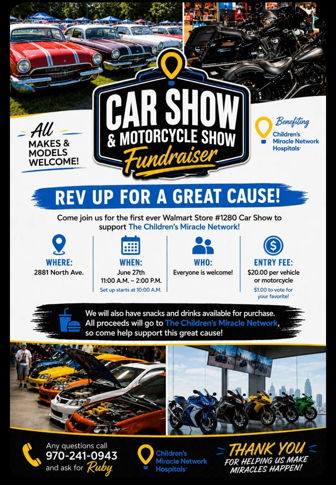 Children's Miracle Network Car & Motorcycle Show event poster